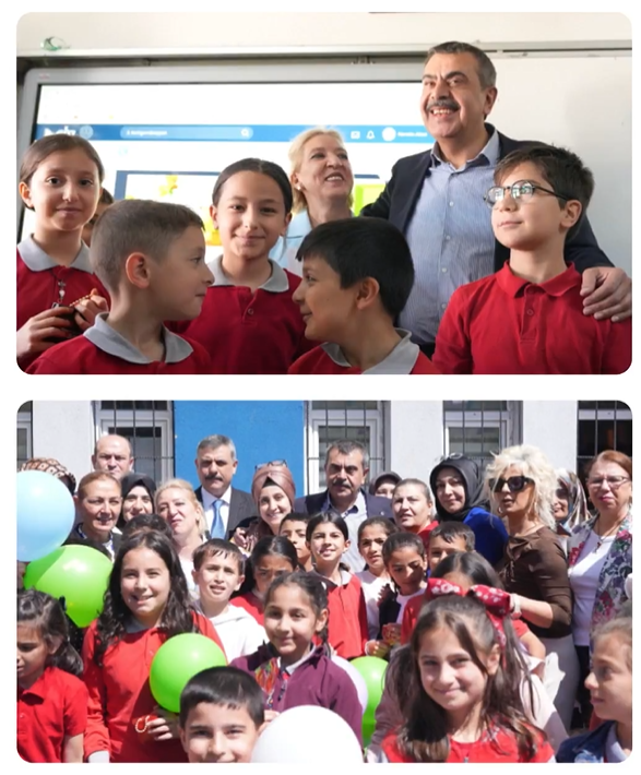 Bakan Tekin, okulda öğrencilerle bayramlaştı